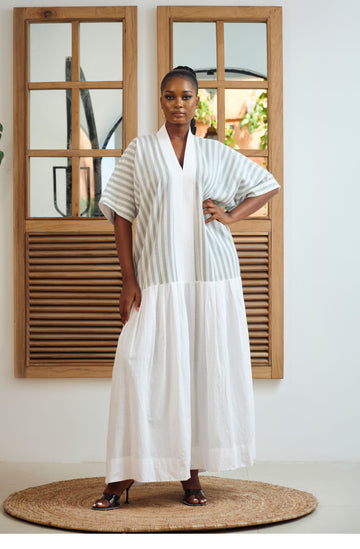 Republic of Ruru Dani Kaftan (Sage Stripe)